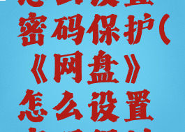 《网盘》怎么设置密码保护(《网盘》怎么设置密码保护呢)