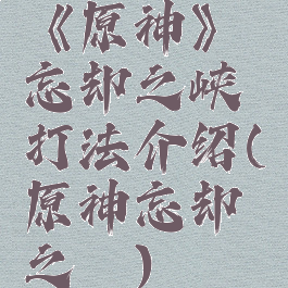 《原神》忘却之峡打法介绍(原神忘却之硖)