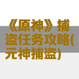 《原神》捕盗任务攻略(元神捕盗)