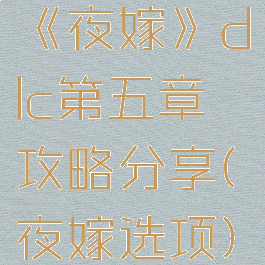 《夜嫁》dlc第五章攻略分享(夜嫁选项)