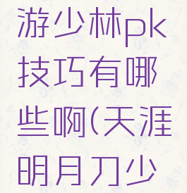 《天涯明月刀》手游少林pk技巧有哪些啊(天涯明月刀少林pve输出手法)