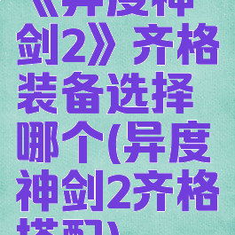 《异度神剑2》齐格装备选择哪个(异度神剑2齐格搭配)