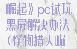 《怪物猎人:崛起》pc试玩黑屏解决办法(怪物猎人崛起玩不了)