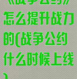 《战争公约》怎么提升战力的(战争公约什么时候上线)