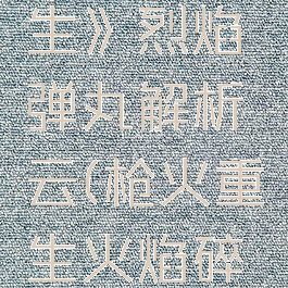 《枪火重生》烈焰弹丸解析云(枪火重生火焰碎片)