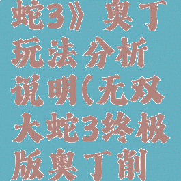 《无双大蛇3》奥丁玩法分析说明(无双大蛇3终极版奥丁削弱)