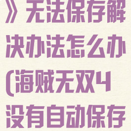 《海贼无双4》无法保存解决办法怎么办(海贼无双4没有自动保存)