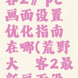 《荒野大镖客2》pc画面设置优化指南在哪(荒野大镖客2最新画面设置)