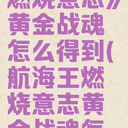 《航海王燃烧意志》黄金战魂怎么得到(航海王燃烧意志黄金战魂怎么搞)