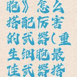 《重生细胞》怎么搭配厉害的武器(重生细胞最佳武器搭配)