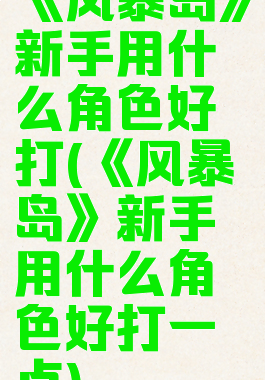 《风暴岛》新手用什么角色好打(《风暴岛》新手用什么角色好打一点)