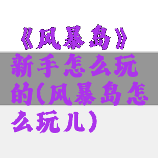 《风暴岛》新手怎么玩的(风暴岛怎么玩儿)