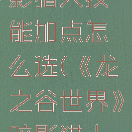 《龙之谷世界》暗影猎人技能加点怎么选(《龙之谷世界》暗影猎人技能加点怎么选择)