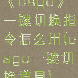 《csgo》一键切换指令怎么用(csgo一键切换道具)