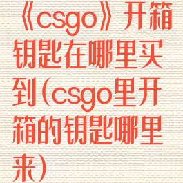 《csgo》开箱钥匙在哪里买到(csgo里开箱的钥匙哪里来)