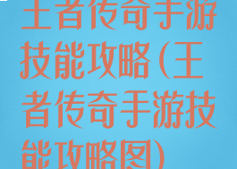 王者传奇手游技能攻略(王者传奇手游技能攻略图)