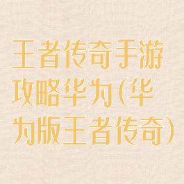 王者传奇手游攻略华为(华为版王者传奇)