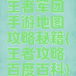 王者军团手游地图攻略秘籍(王者攻略百度百科)