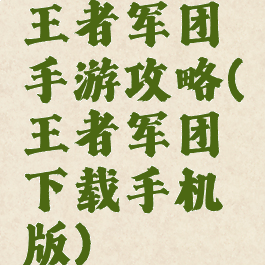 王者军团手游攻略(王者军团下载手机版)