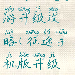 王者征途手游升级攻略(征途手机版升级攻略)