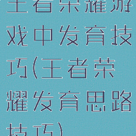 王者荣耀游戏中发育技巧(王者荣耀发育思路技巧)