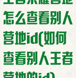 王者荣耀营地怎么查看别人营地id(如何查看别人王者营地的id)
