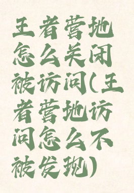 王者营地怎么关闭被访问(王者营地访问怎么不被发现)