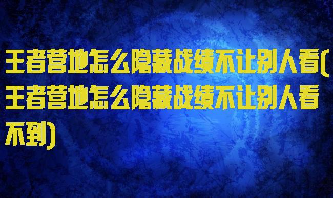 王者营地怎么隐藏战绩不让别人看(王者营地怎么隐藏战绩不让别人看不到)