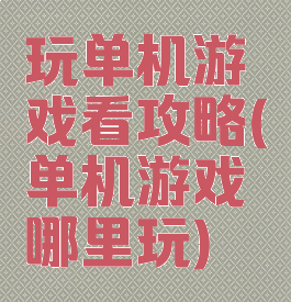 玩单机游戏看攻略(单机游戏哪里玩)
