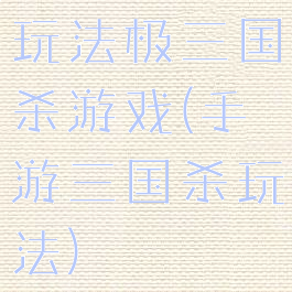 玩法极三国杀游戏(手游三国杀玩法)