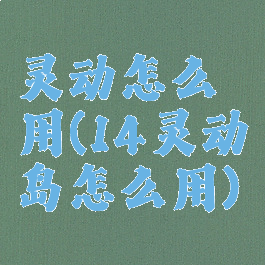 灵动怎么用(14灵动岛怎么用)