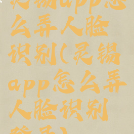 灵锡app怎么弄人脸识别(灵锡app怎么弄人脸识别登录)