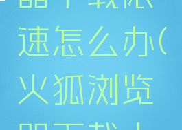 火狐浏览器下载限速怎么办(火狐浏览器下载太慢怎么办)