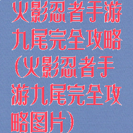 火影忍者手游九尾完全攻略(火影忍者手游九尾完全攻略图片)