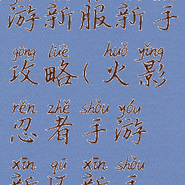 火影忍者手游新服新手攻略(火影忍者手游新区新手攻略)