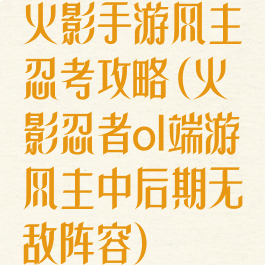 火影手游风主忍考攻略(火影忍者ol端游风主中后期无敌阵容)