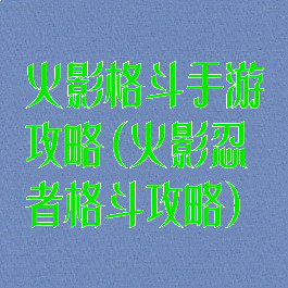 火影格斗手游攻略(火影忍者格斗攻略)