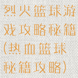 烈火篮球游戏攻略秘籍(热血篮球秘籍攻略)