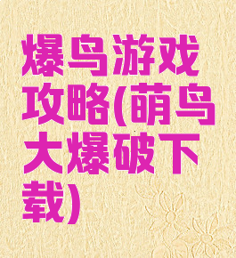爆鸟游戏攻略(萌鸟大爆破下载)