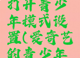 爱奇艺极速版怎么打开青少年模式设置(爱奇艺的青少年模式怎么开启)