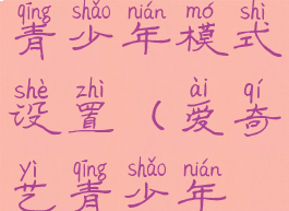 爱奇艺极速版怎么打开青少年模式设置(爱奇艺青少年模式在哪里设置)