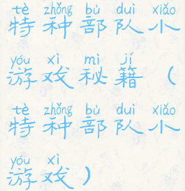 特种部队小游戏秘籍(特种部队小游戏)