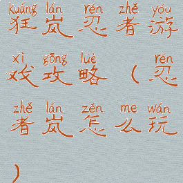 狂岚忍者游戏攻略(忍者岚怎么玩)
