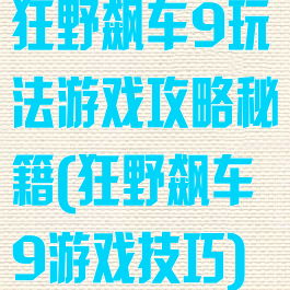 狂野飙车9玩法游戏攻略秘籍(狂野飙车9游戏技巧)