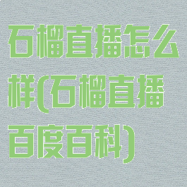 石榴直播怎么样(石榴直播百度百科)