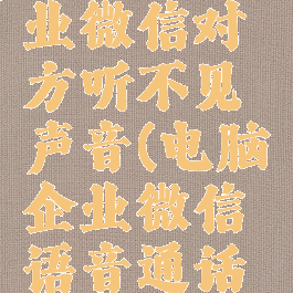 电脑用企业微信对方听不见声音(电脑企业微信语音通话没有声音)