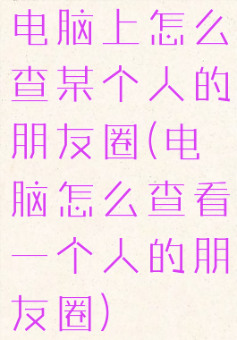 电脑上怎么查某个人的朋友圈(电脑怎么查看一个人的朋友圈)