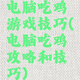电脑吃鸡游戏技巧(电脑吃鸡攻略和技巧)