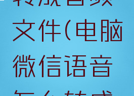 电脑微信语音怎么转成音频文件(电脑微信语音怎么转成音频文件格式)