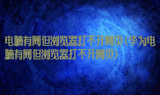 电脑有网但浏览器打不开网页(华为电脑有网但浏览器打不开网页)